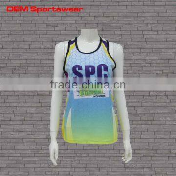 Women dri fit custom sublimate printed gym running singlets