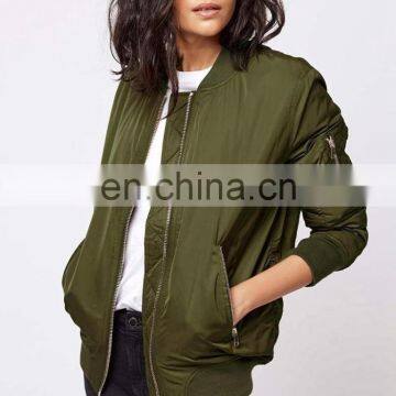 New design Women's BomerJacket Nylon Jacket flight Jacket baseball Jacket with zipper Pocket