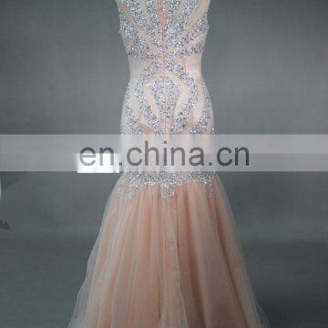 ED Real Sample Sleeveless High Collar Beads See-through Back Evening Dress photo-4
