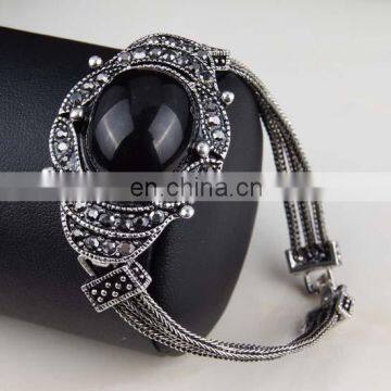 Retro Exaggerated Alloy Multicolor Gemstone Bracelet, Enamel Fashion Jewelry Bracelets, Onyx Bracelet photo-5