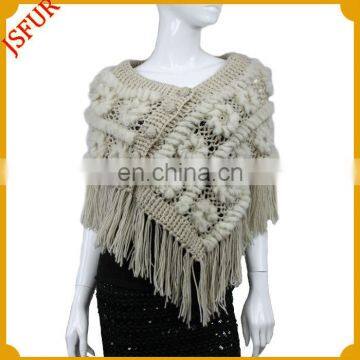 2014 New fashion winter women's knited rabbit fur shawl