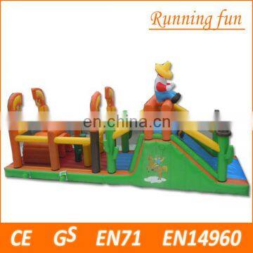 Most popular long inflatable obstacle with bounce jumping and water slide inflatable obstacle courses for sale