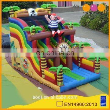 AOQI newest style palm tree slide commercial outdoor inflatable slide double lane slide for children