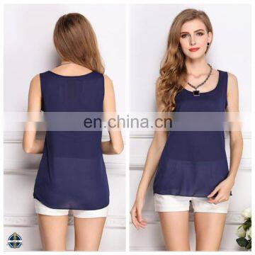 T-WV503 Summer Woman Cheap Vests Plain Chiffon Tank Top Manufacturer