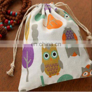 High Quality Elegant Linen Cotton Round Dawstring Pouches Wedding Party Christmas Holiday Favor Gift Bags