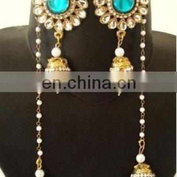 Kashmiri jhumka earrings-Indian Kundan Long Jhumka Earring-Kashmiri kundan earring-Pearls Kashmiri Jhumki Earring For Women