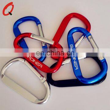 high qualiy Custom metal multi color D-shaped aluminum carabiner for promotion keychain