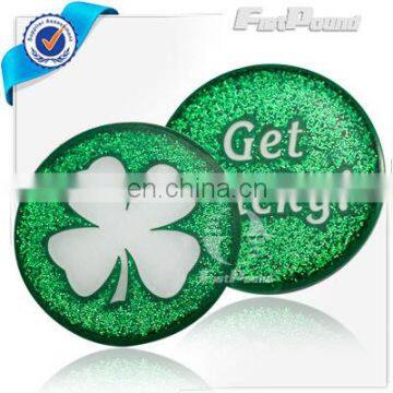 Custom Green Golf Ball Marker with Flower