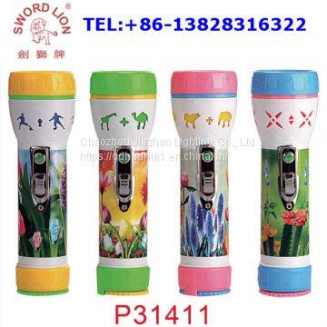 SWORD LION Brand 2*D Dry Battery Powered Plastic Led Flashlight Torch Light