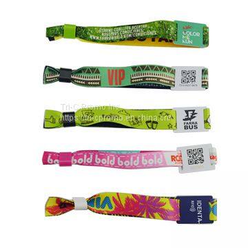 13.56M Ultralight Custom Printing NFC Fabric Wristband  festival wristbands for sale