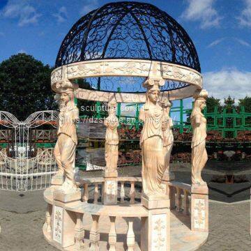 Natural Outdoor Marble Gazebo With Beautiful Women Column For Decorative photo-3