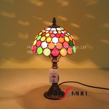 Colorful church glass handmade art Tiffany table lamp