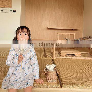 6650-2 Chinese Traditional Girls White and Blue Floral Cheongsam Dress photo-3