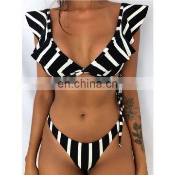 Off Shoulder Print Ruffle Bikini 2019 Sexy Swimwear Women Swimsuit Brazilian Bikini Set Thong Bathing Suit maillot de bain femme