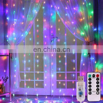 300 LEDs Window Curtain Fairy Lights Copper Wire String Lights USB Remote Control 8 Modes Hanging Lights photo-4