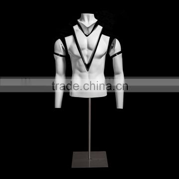 GH17 Hot Upper Body Ghost Mannequin Magic Headless Removable Fashion Window Display Glossy White Fiberglass Male Mannequin