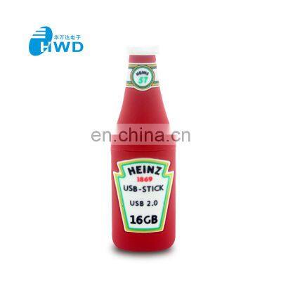 Popular New Gadget 1GB 2GB 4GB Tomato Ketchup PVC Bottle USB Custom usb flash drive