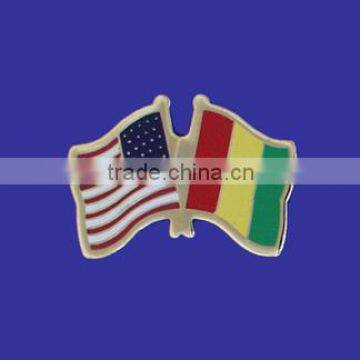 Custom design high quality cloisonne hard enamel filled USA Guinea World Flag Lapel Pin