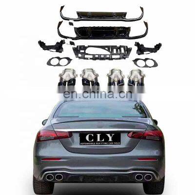 RTS Diffuser with exhaust pipe For 2020+ Mercedes W213 E Class Upgrade E53 AMG Rear Lip with tips