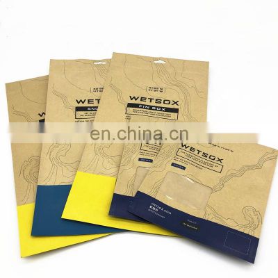 Hot Sale Custom Printed Paper Bags Factory Supply Flat Paper Bags Security Three Side Seal Paper Bags with Window