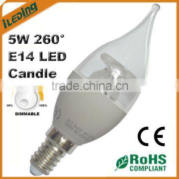 CE 5W E14 E27 Dimmable LED Candle Bulb