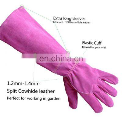 HANDLANDY Hot Sell Cowhide Purple Thorn Proof Gauntlet Garden Gloves For Home photo-4