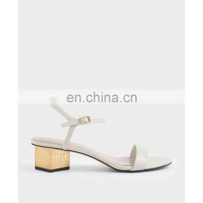 Latest sandals designs for ladies sculptural chrome heels sandals shoes with ankle strap women shoe