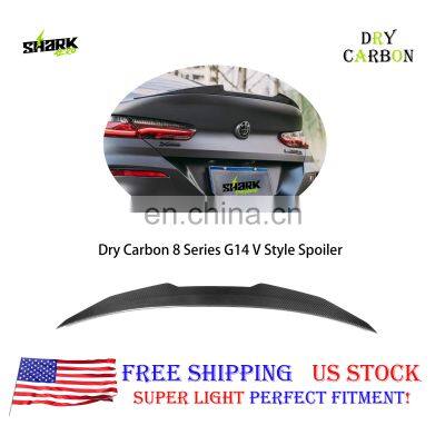 Drop Shipping G14 V Style Real Dry Carbon Fiber Rear Car Trunk Boot Spoiler For BMW 8 Series G14 Carbon Spoiler 2020+ photo-3