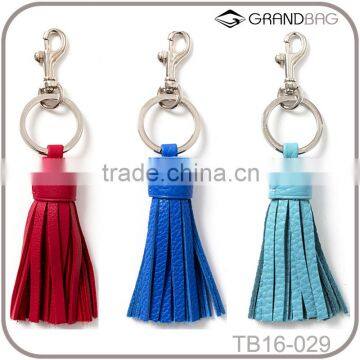 Leather Tassel Keychain Gold Plated Keyring Bag Charm ,leather tassel manufacturer