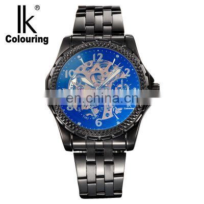 IK Colouring 98127G3 Hollow Automatic Mechanical Watch Week Dial Luminous Hands Wristwatch Arabic Numbers Watch