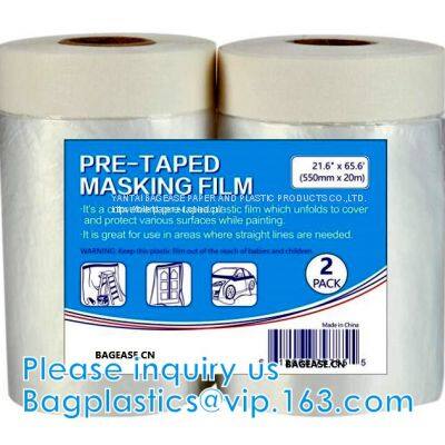 Automotive Roll Masking Film Set, Painting Tray Kit, Pre-Taped, Sheeting Covering, Car Furniture Protection Cover