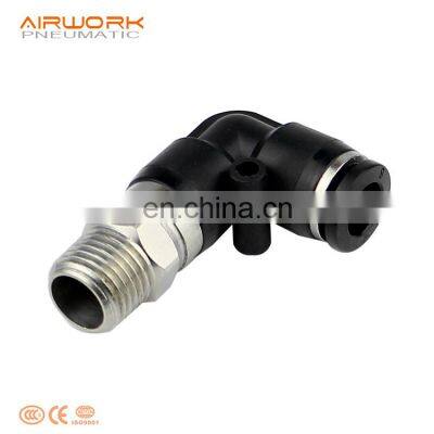 PL 6 mm 10mm 3/8 bsp npt male thread elbow 90 degree plastic quick connector pneumatic fitting