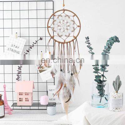 Free Shipping Online Macrame White Hanging Feather Wall Deco Bead Easy Craft Wholesale Home Decor Dream Catchers photo-4