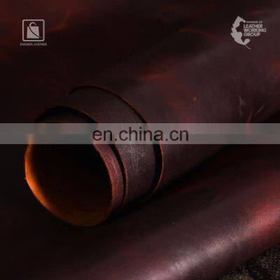 Glossy Front Look Corrected Grain Sustainable Vegetable Tanned Genuine Buffalo Leather