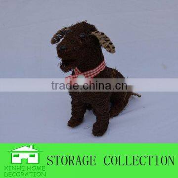 decorative handwoven garden rattan dog