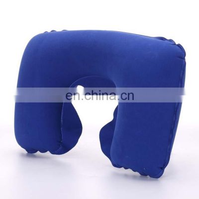 Ready to Ship Foldable PVC Flocking U Shape Air inflatable Travel Neck Pillow For Airplane Travel