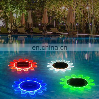 Customized Decoration 2022 New Sunflower Multicolor Swimming Stand Battery Pool Floating Lights