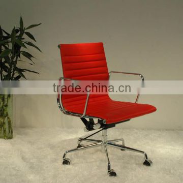 Replica European classic Chrome Aluminum frame Chinese Genuine Leather lifting swivel Charles and Ray Low Back Office chair