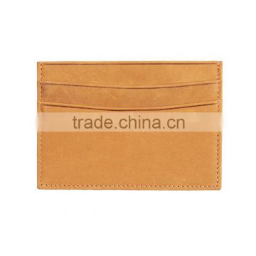 Super thin men genuine leather card holder Italian vegetable tanned leather credit card holder