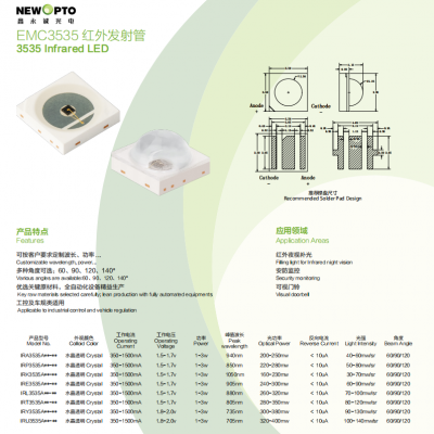 EMC 3535 SMD InfraRed(IR) LED for Filling Light, IR Night Version, Security Monitoring, Visual Doorbell, Newopto photo-2