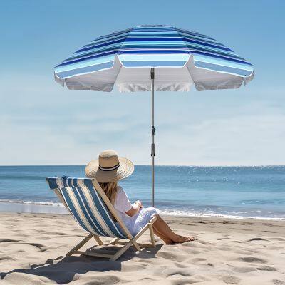 Пляжный зонт – серебряный ультрафиолетовый ткань размером 2 м, рама из алюминиевого сплава – Промо-товары на заказ (OEM)