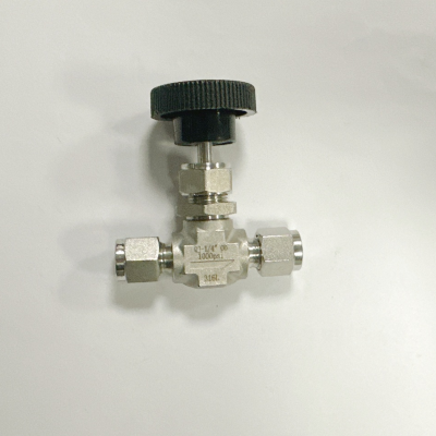 304 Stainless Steel Double Ferrule Straight Needle Valve with 1/4