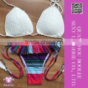Hot selling Sexy Crochet Brazilian Bikini Swimwear Handmade Halter Top Bathing Suit