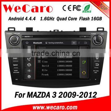 Wecaro Android 4.4.4 car dvd player quad core for mazda 3 car radio WIFI 3G wheel steering control 2009-2012