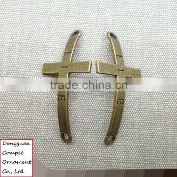 Wholesale zinc alloy live text arc cross pendant