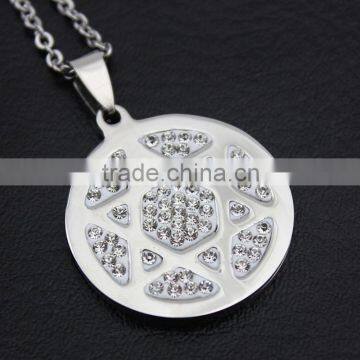 Full rhinestone titanium steel six-pointed star pendant necklace wholesale