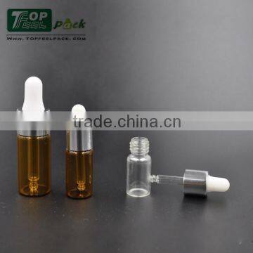 Amber color child proof glass cometics packaging 10ml 5ml 3ml dropper bottle