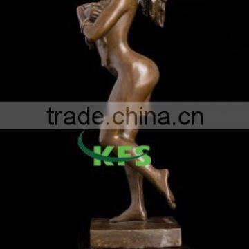 Bronze nude sexy lady art statue