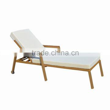 Wicker Teak Handrails With Wheels Rattan Product Modern Outdoor Lounge Chair photo-2