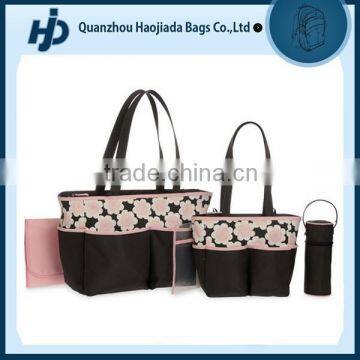 5 piece pink flower diaper bag set